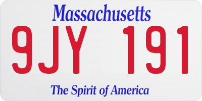 MA license plate 9JY191