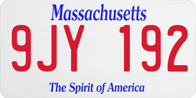 MA license plate 9JY192