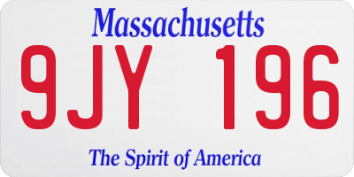 MA license plate 9JY196