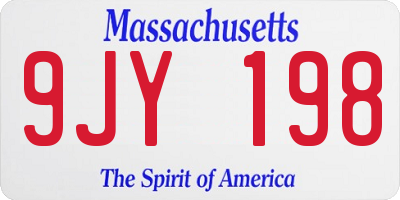 MA license plate 9JY198