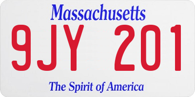 MA license plate 9JY201