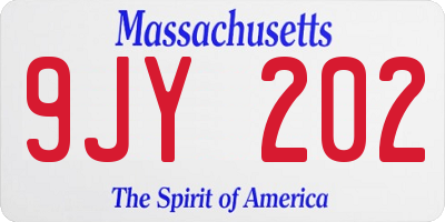 MA license plate 9JY202