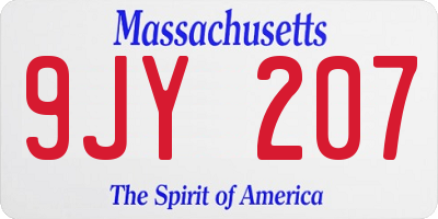 MA license plate 9JY207