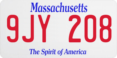 MA license plate 9JY208