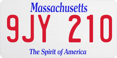 MA license plate 9JY210