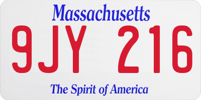 MA license plate 9JY216