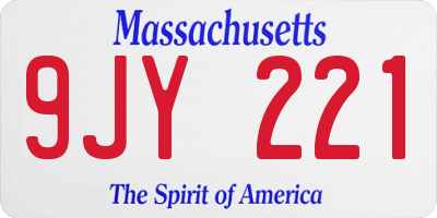 MA license plate 9JY221