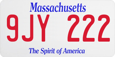 MA license plate 9JY222