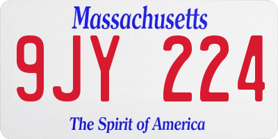 MA license plate 9JY224