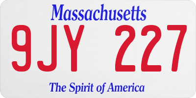 MA license plate 9JY227