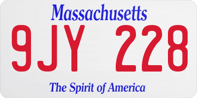 MA license plate 9JY228