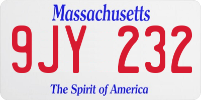 MA license plate 9JY232