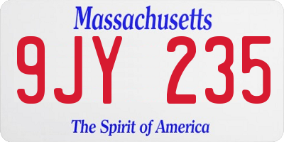 MA license plate 9JY235