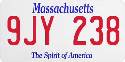 MA license plate 9JY238