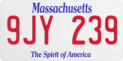 MA license plate 9JY239