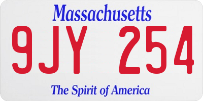 MA license plate 9JY254