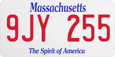 MA license plate 9JY255