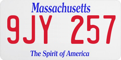 MA license plate 9JY257