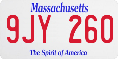 MA license plate 9JY260