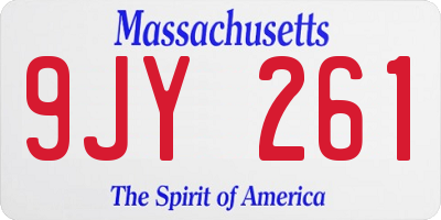 MA license plate 9JY261