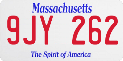 MA license plate 9JY262