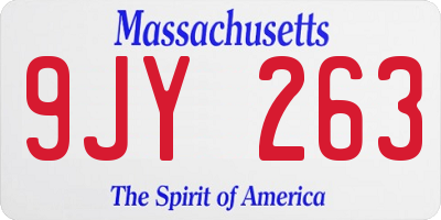 MA license plate 9JY263