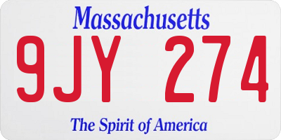 MA license plate 9JY274