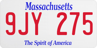 MA license plate 9JY275