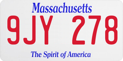 MA license plate 9JY278