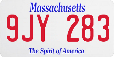 MA license plate 9JY283