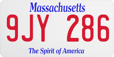 MA license plate 9JY286