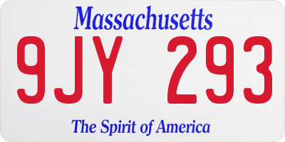 MA license plate 9JY293