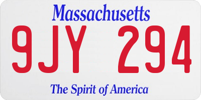 MA license plate 9JY294