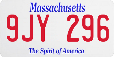 MA license plate 9JY296