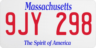 MA license plate 9JY298