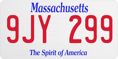 MA license plate 9JY299