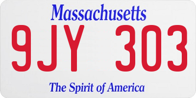 MA license plate 9JY303