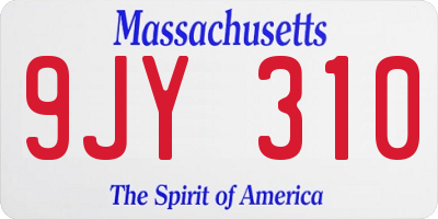 MA license plate 9JY310