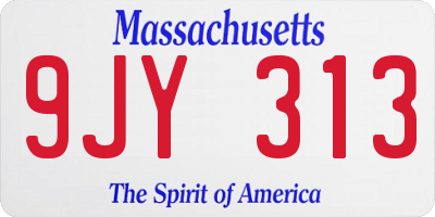 MA license plate 9JY313