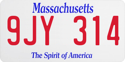 MA license plate 9JY314