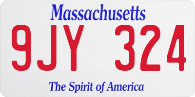 MA license plate 9JY324