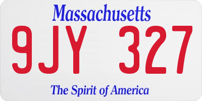 MA license plate 9JY327