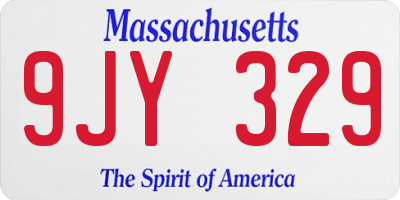 MA license plate 9JY329