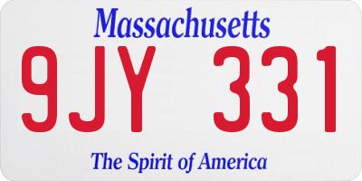 MA license plate 9JY331