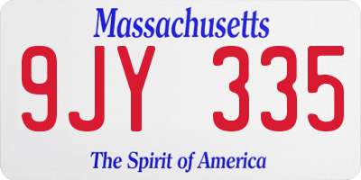 MA license plate 9JY335