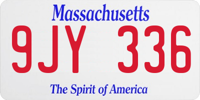 MA license plate 9JY336
