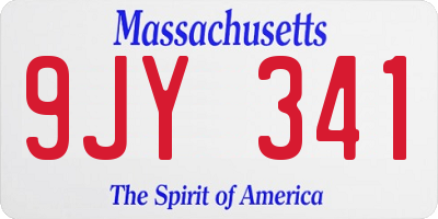 MA license plate 9JY341