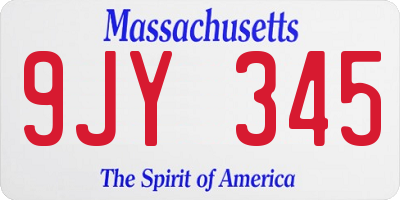 MA license plate 9JY345