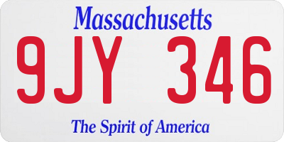 MA license plate 9JY346