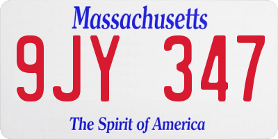 MA license plate 9JY347